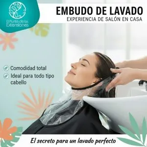Embudo para lavado de cabello en salón profesional, El Punto de las Extensiones Colombia