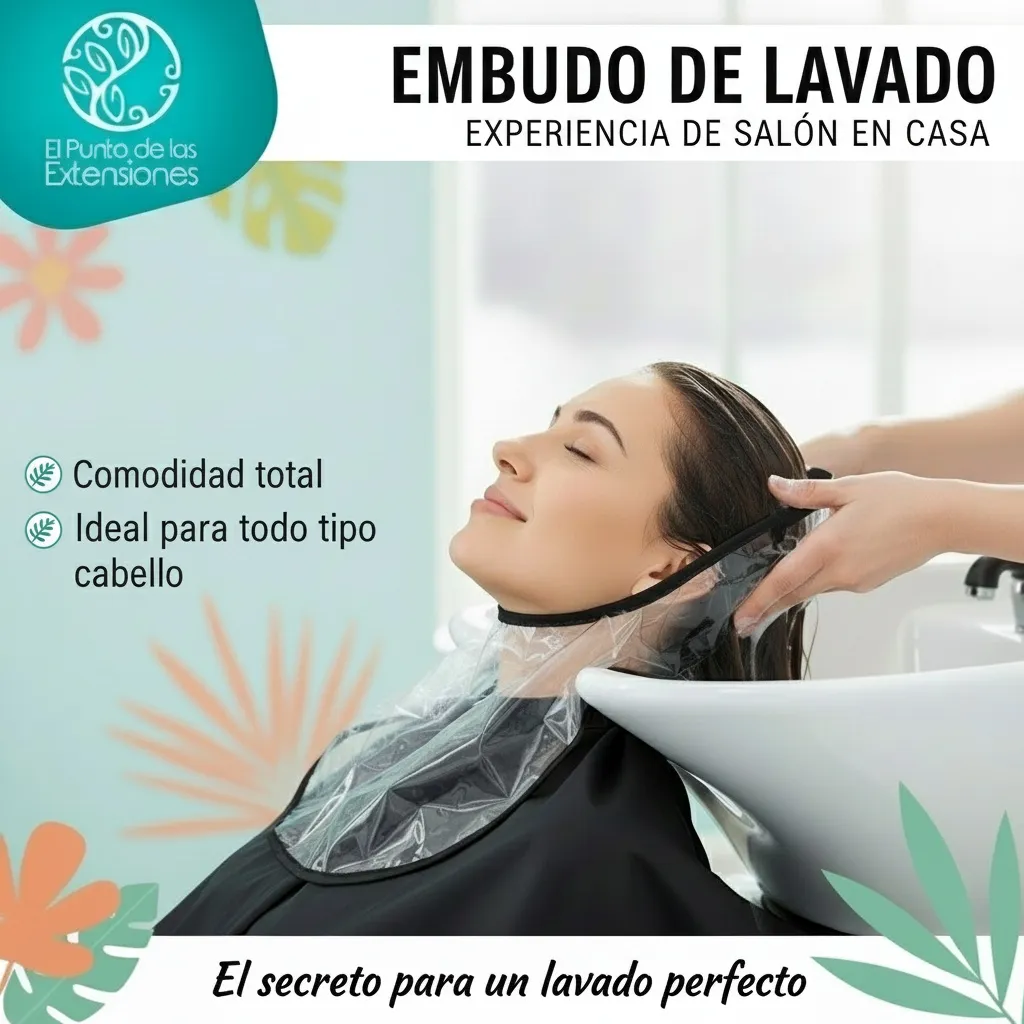 Embudo para lavado de cabello en salón profesional, El Punto de las Extensiones Colombia